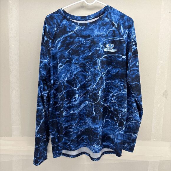 MOSSY OAK FISHING Elements Agua Long Sleeve Shirt Blue Size Medium EUC - Picture 1 of 4